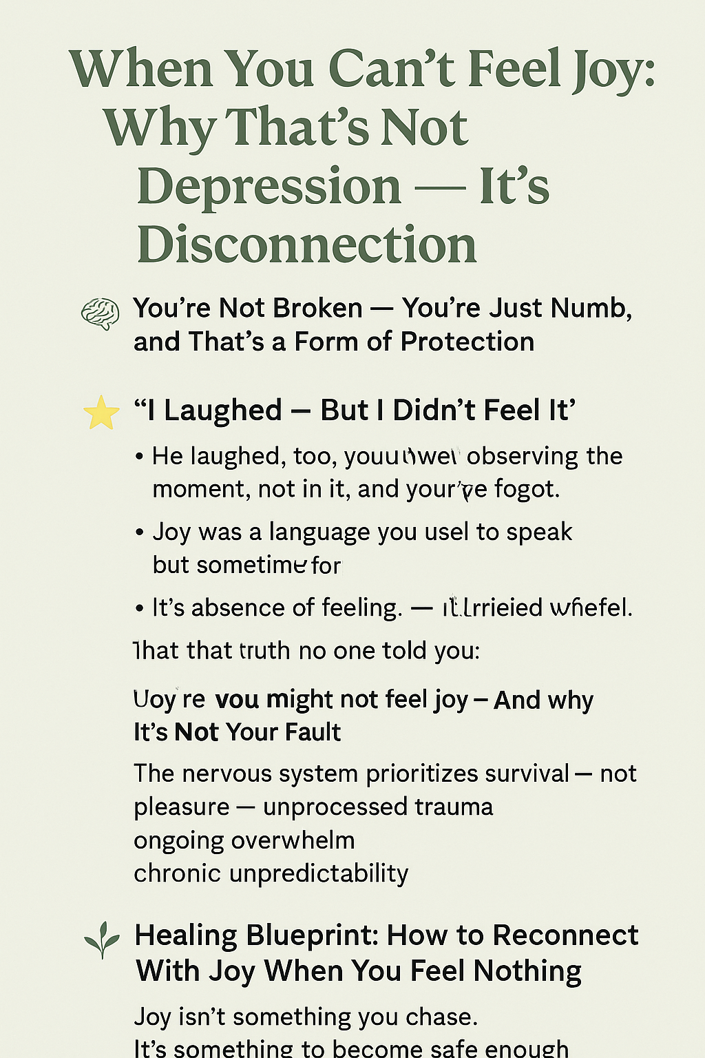 can’t feel joy not depression disconnection