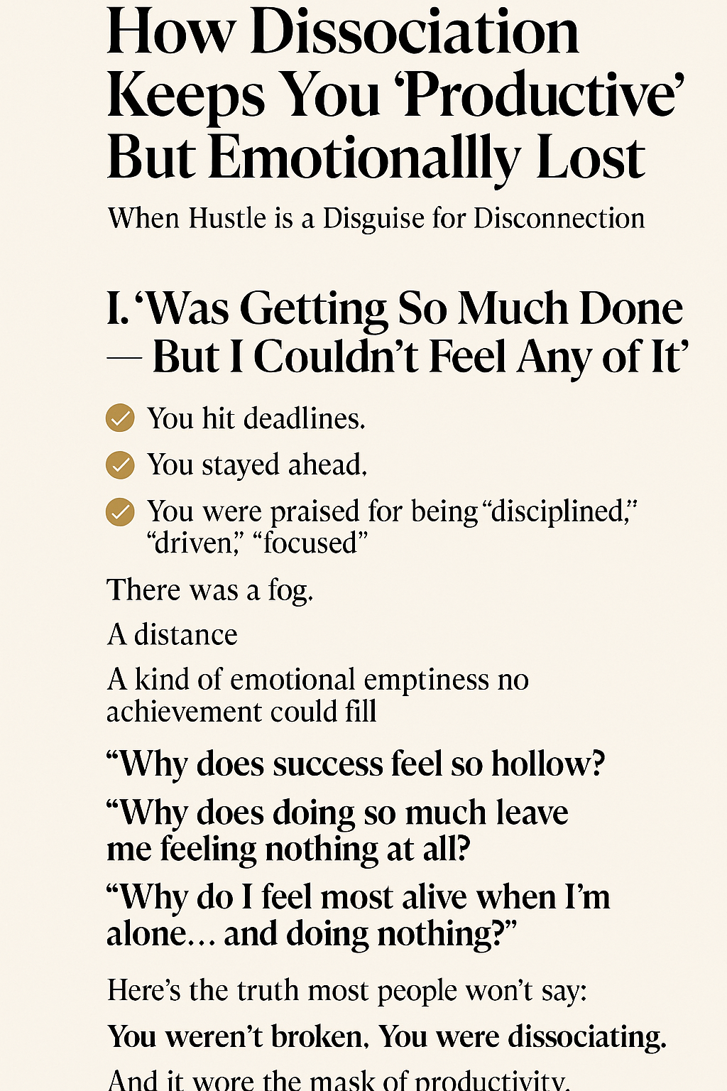 dissociation and productivity burnout