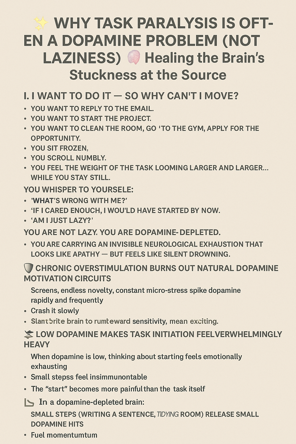 dopamine and task paralysis healing