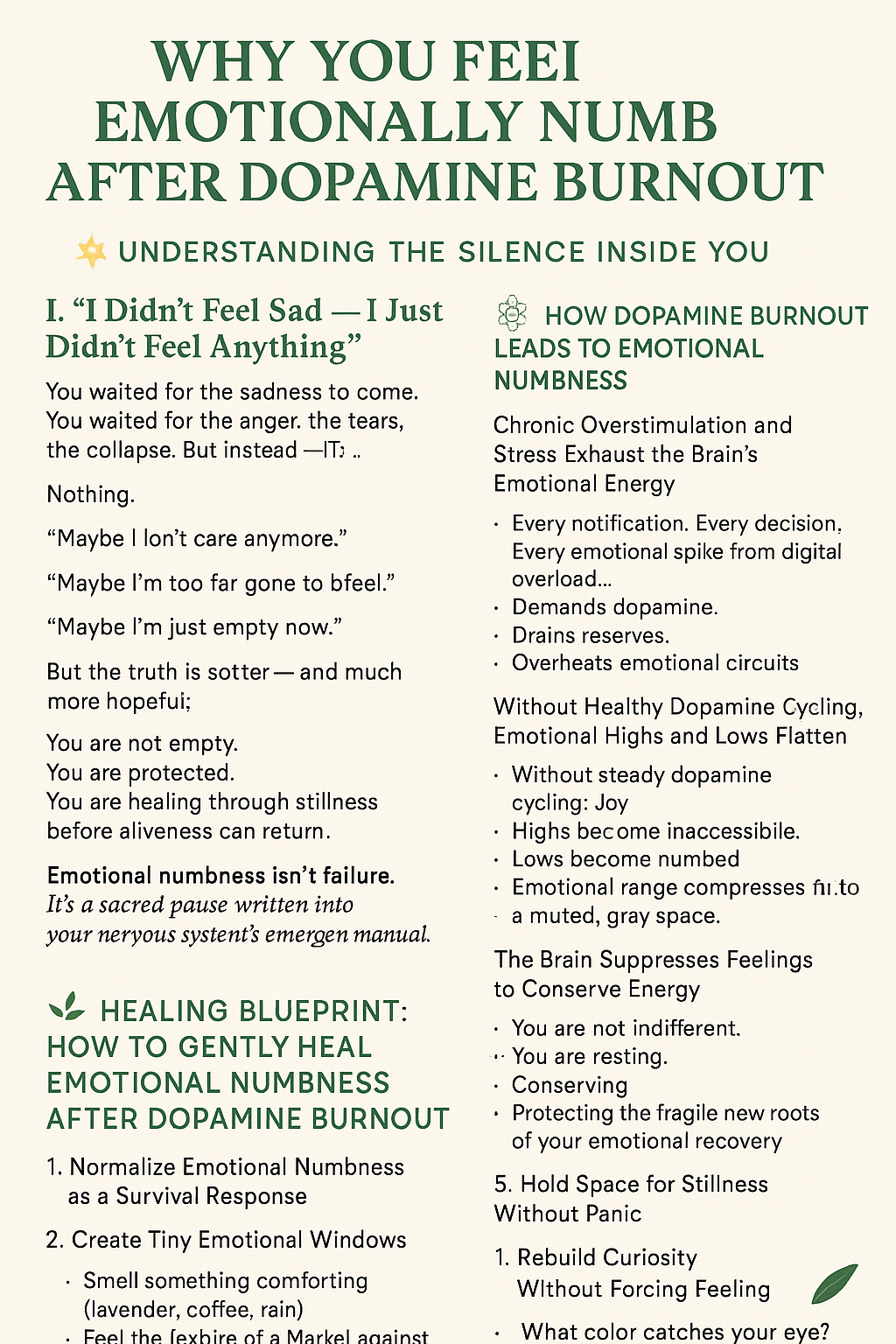 emotional numbness after dopamine burnout healing