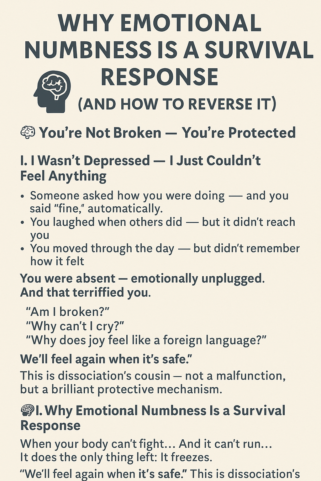 emotional numbness survival response healing