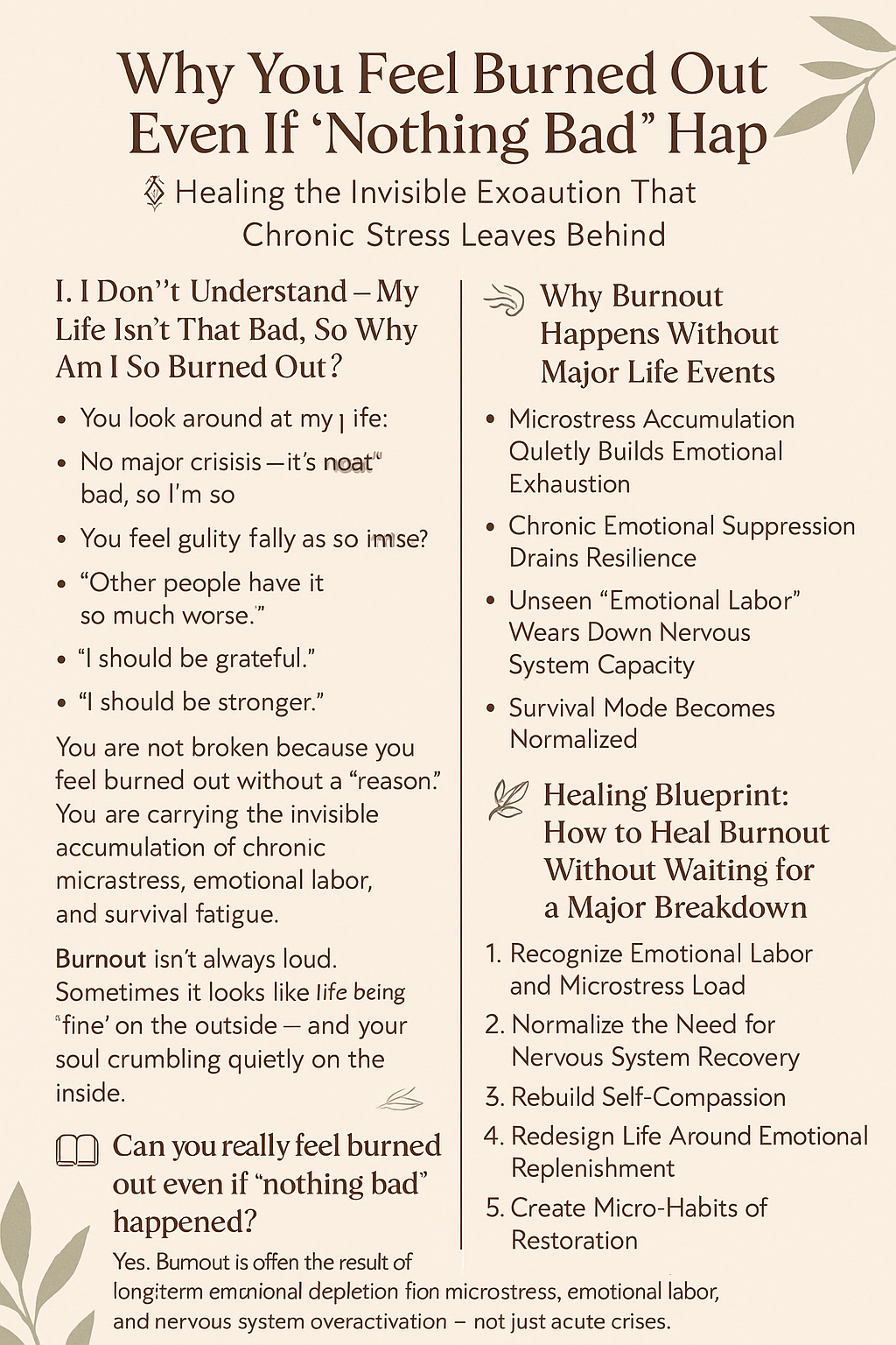 healing burned out without major triggers
