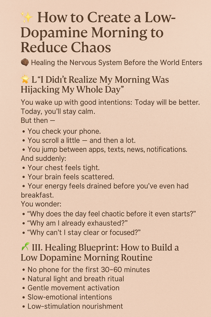 low dopamine morning routine healing
