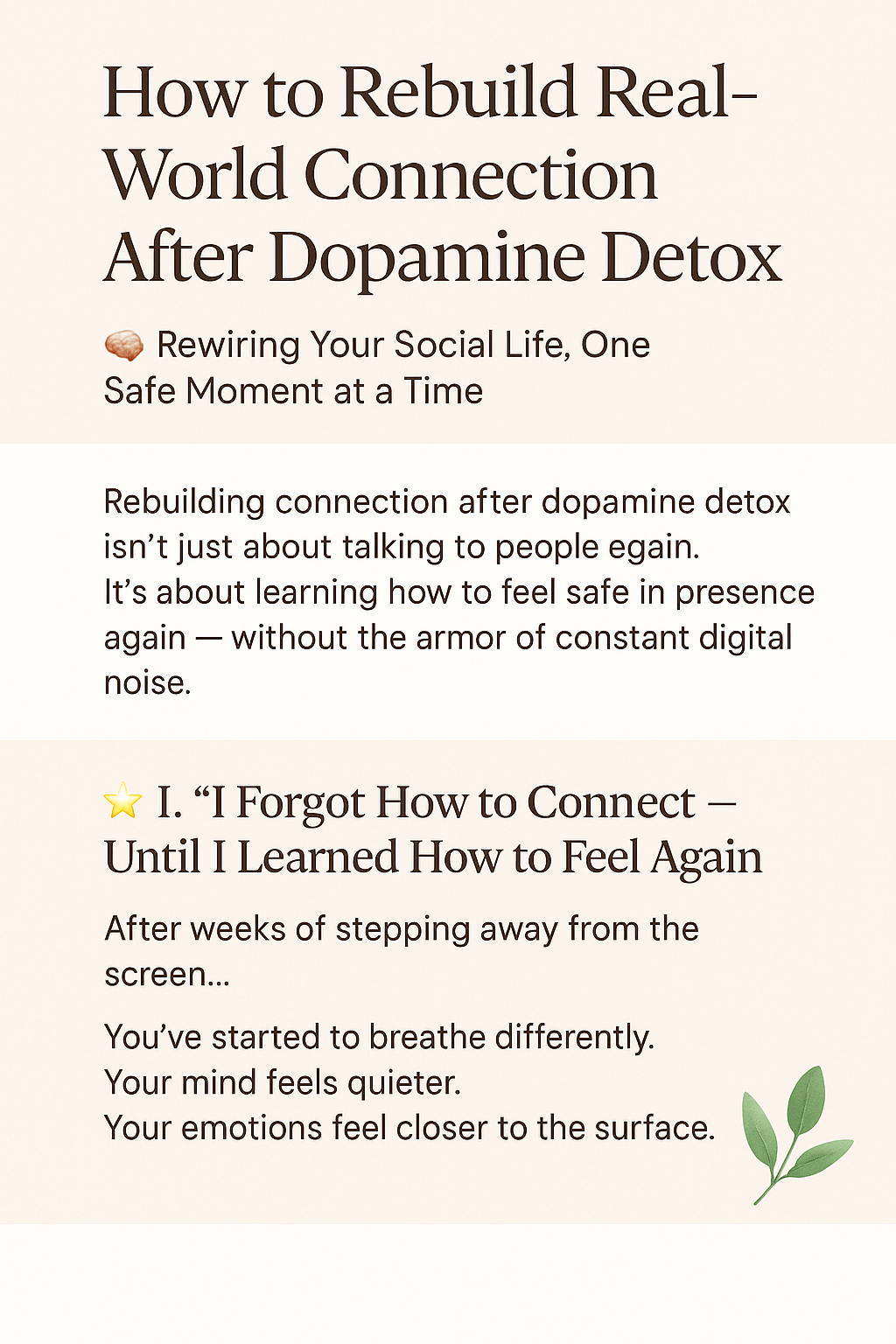 rebuilding connection after dopamine detox