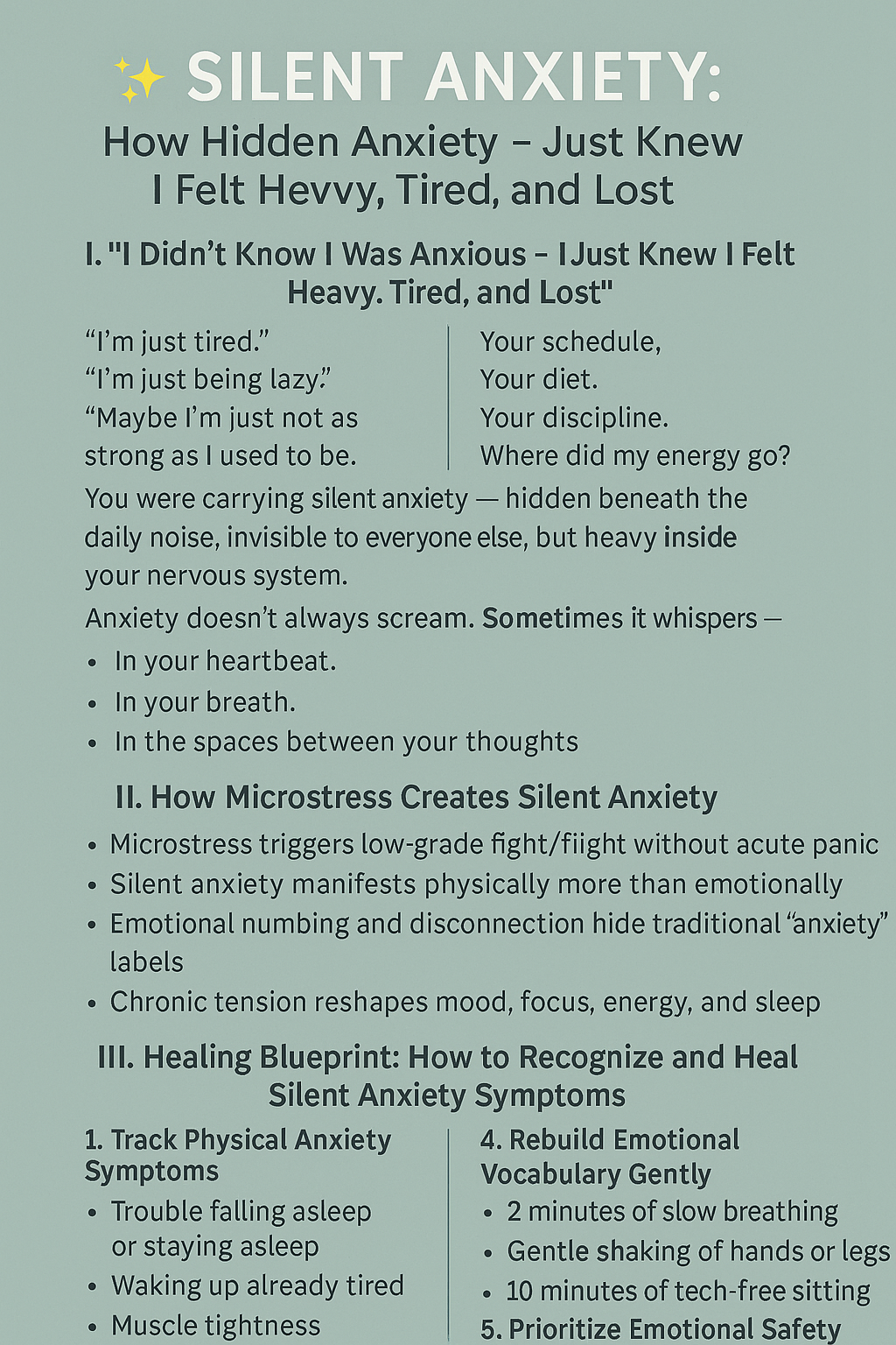 silent anxiety symptoms healing