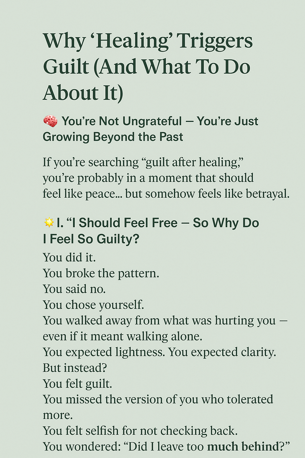 guilt after healing emotional integration